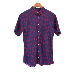 Nick Graham Lobster Short Sleeve Button-Down Shirt Navy Size L